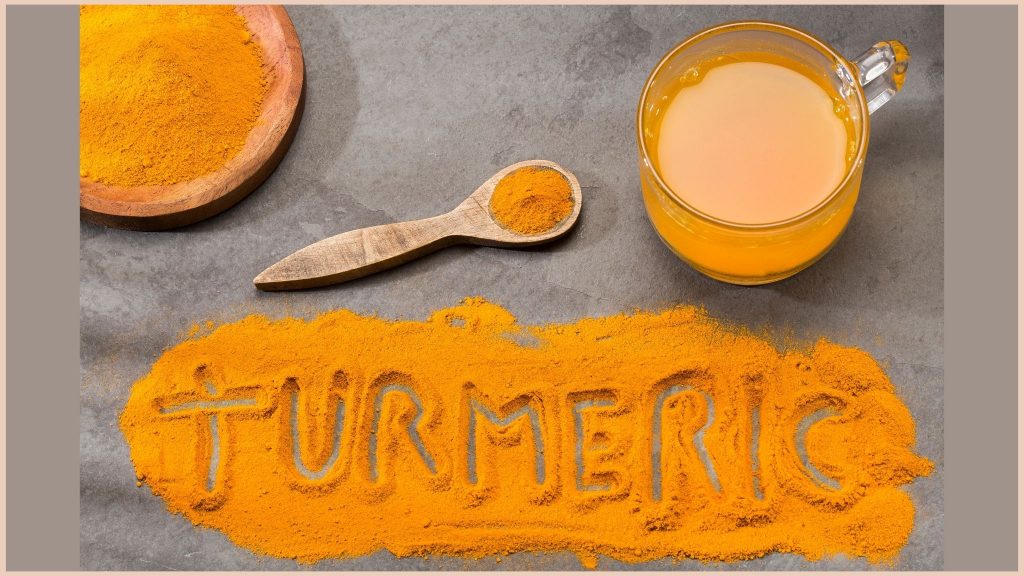 Turmeric powder and a cup having turmieric mixed with water