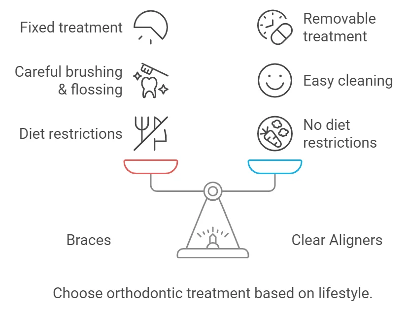 Orthodontic treatment braces clear aligners difference