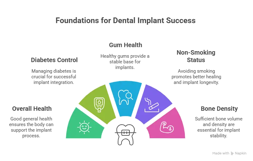 Foundations for dental implant success infographic