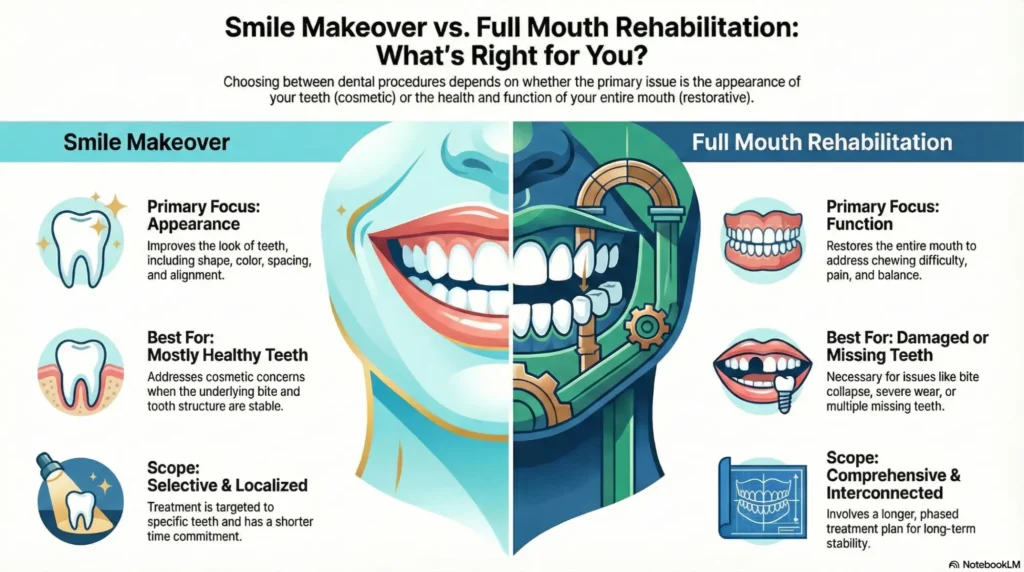 Smile Makeover vs Full Mouth Rehabilitation